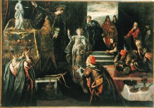 Saint Catherine of Alexandria being whipped in the presence of Emperor Maxentius