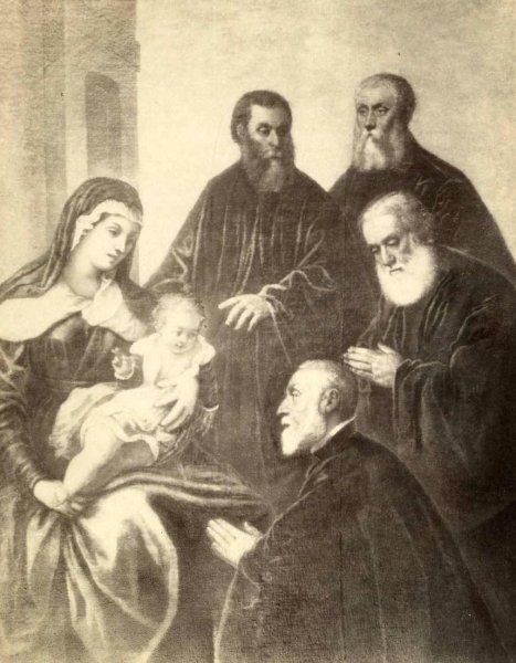 The Virgin and Child with four senators